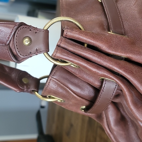 Cole Haan G Series Brown Leather Gold Pocket Shoulder Bag - Picture 6 of 12